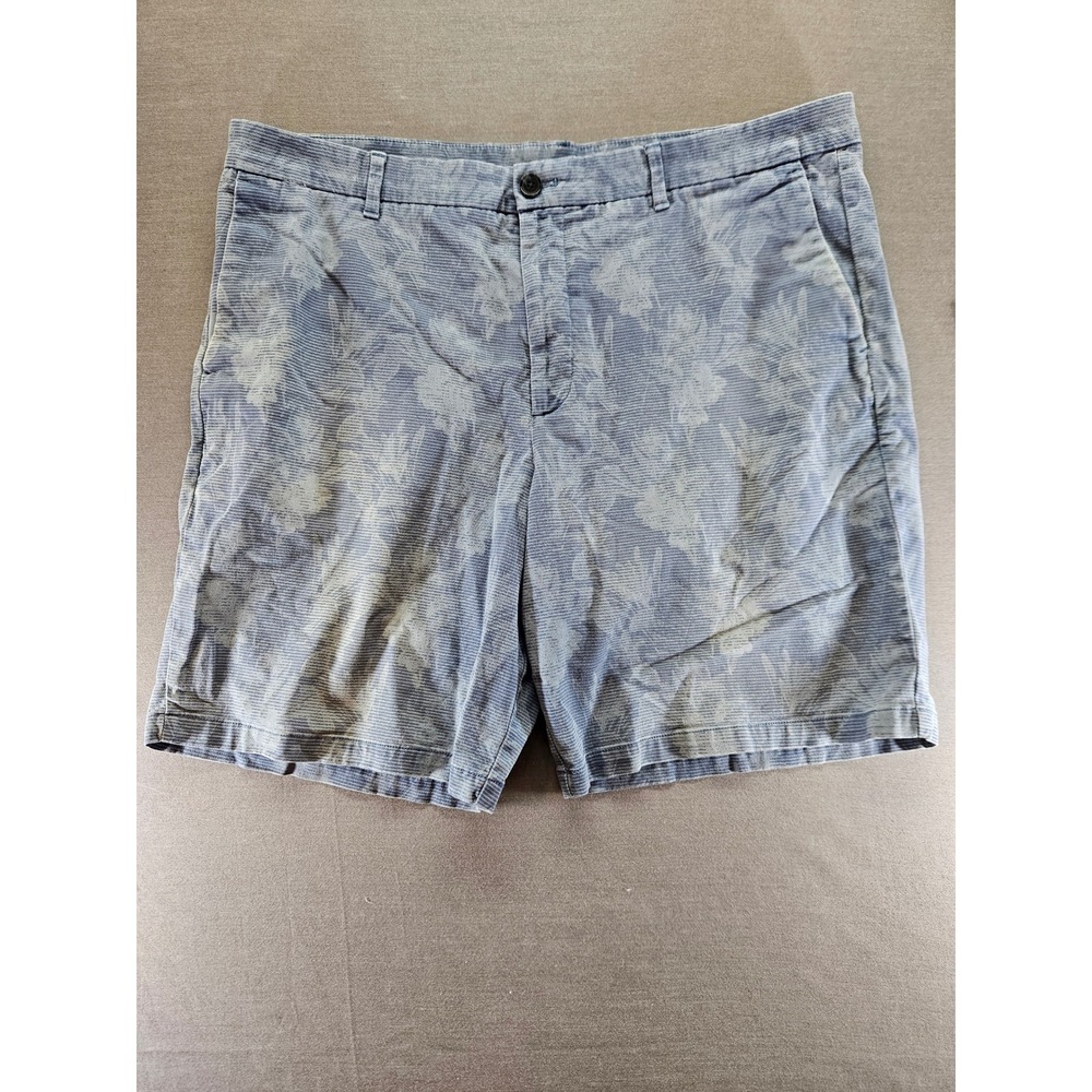Calvin Klein Mens Blue Floral Corduroy Shorts Size 38 Striped Casual Summer
